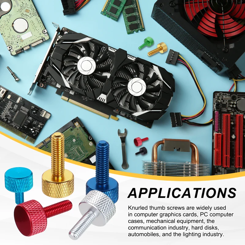 5Pcs M4x6mm Flat Head Knurled Thumb Screws for Graphics Card Black