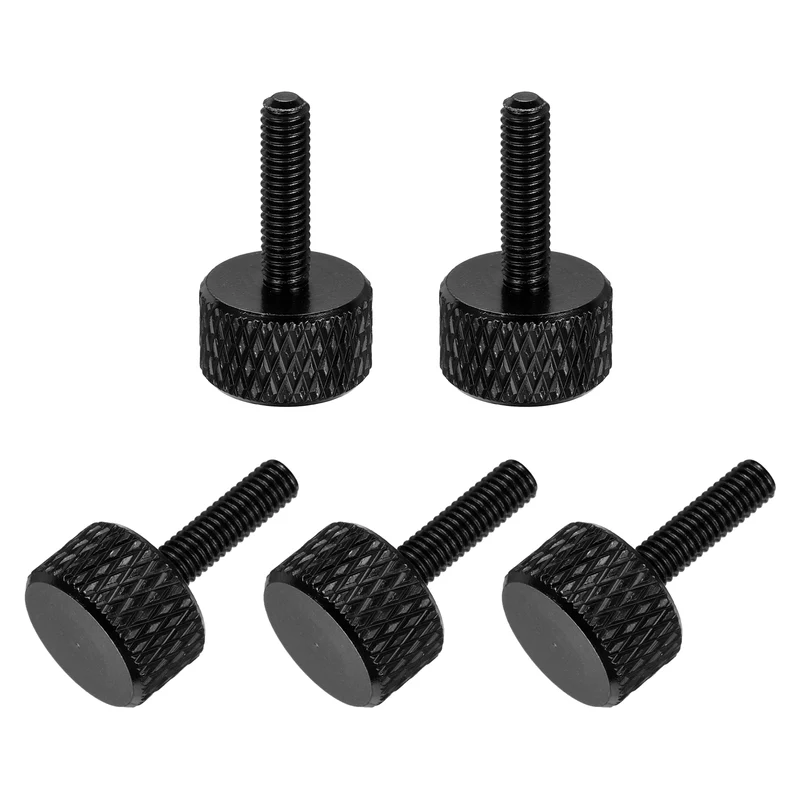 5Pcs M3x12mm Flat Head Knurled Thumb Screws for Graphics Card Black