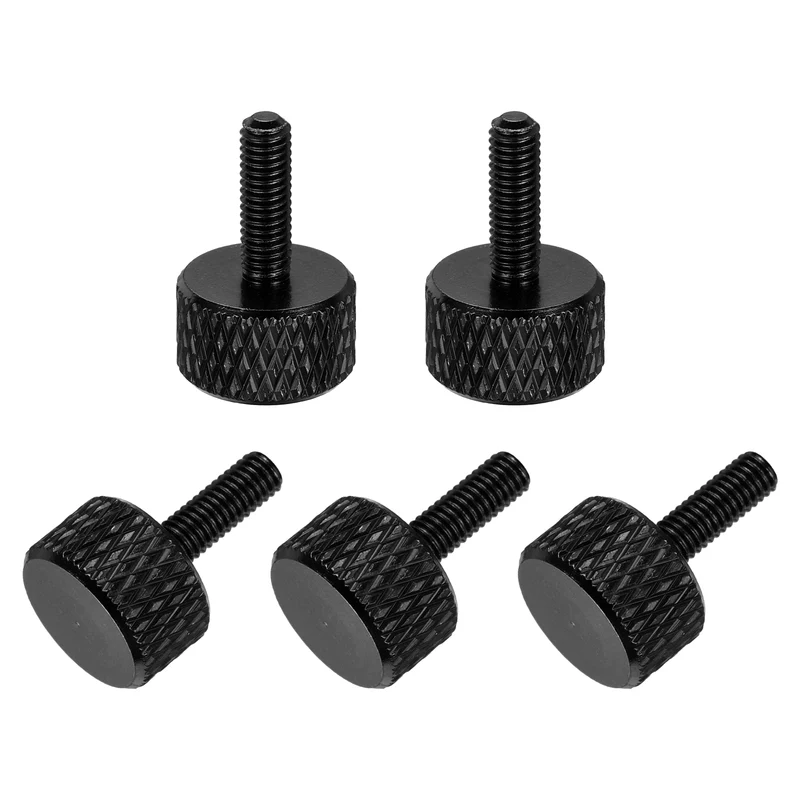 5Pcs M3x10mm Flat Head Knurled Thumb Screws for Graphics Card Black
