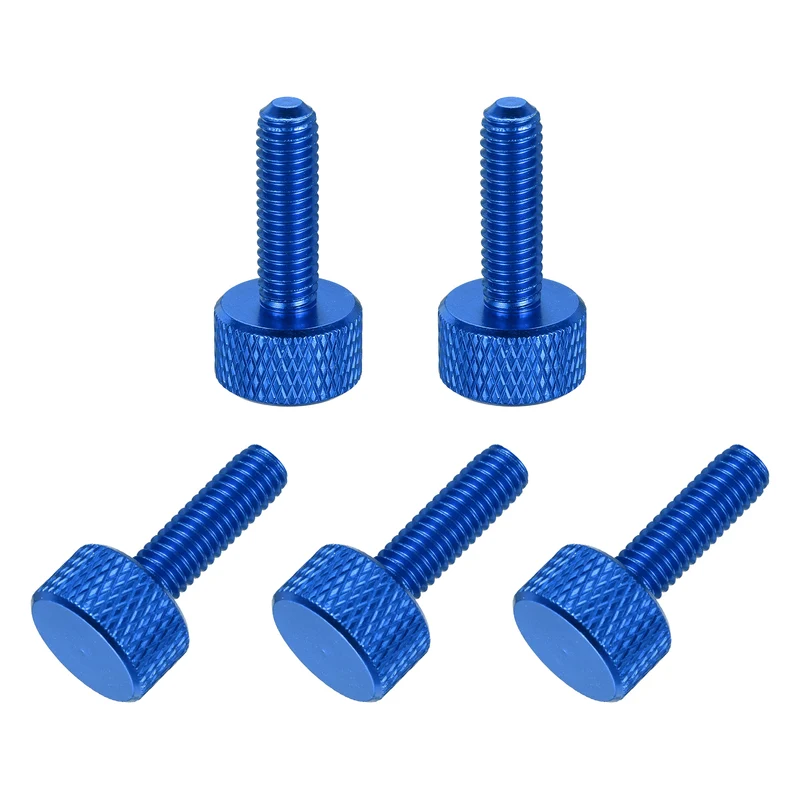 5Pcs M6x20mm Flat Head Knurled Thumb Screws for Graphics Card Dark Blue