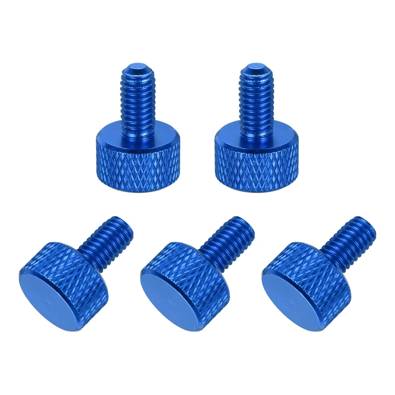 5 Pcs M6x12mm Flat Head Knurled Thumb Screws for Graphics Card, Dark Blue