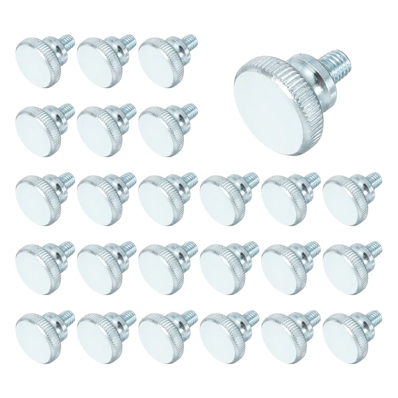 26 Pcs M6x6mm Zinc Plated Flat Knurled Fully Threaded Thumb Screws