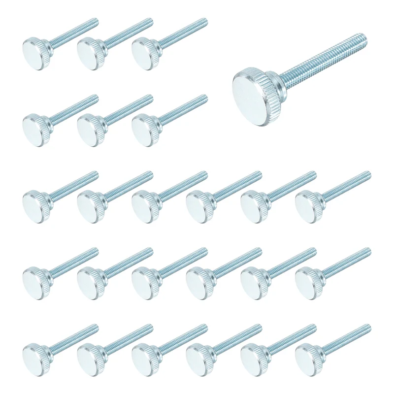 40 Pcs M5x40mm Zinc Plated Flat Knurled Fully Threaded Thumb Screws