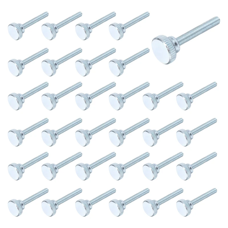 40 Pcs M5x35mm Zinc Plated Flat Knurled Fully Threaded Thumb Screws