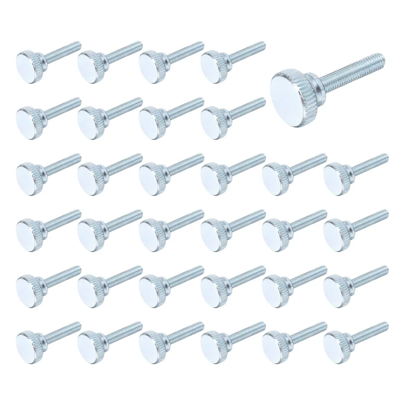 40 Pcs M5x25mm Zinc Plated Flat Knurled Fully Threaded Thumb Screws