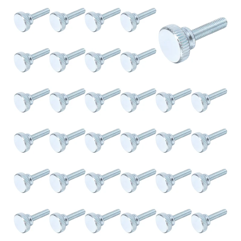 40 Pcs M5x20mm Zinc Plated Flat Knurled Fully Threaded Thumb Screws