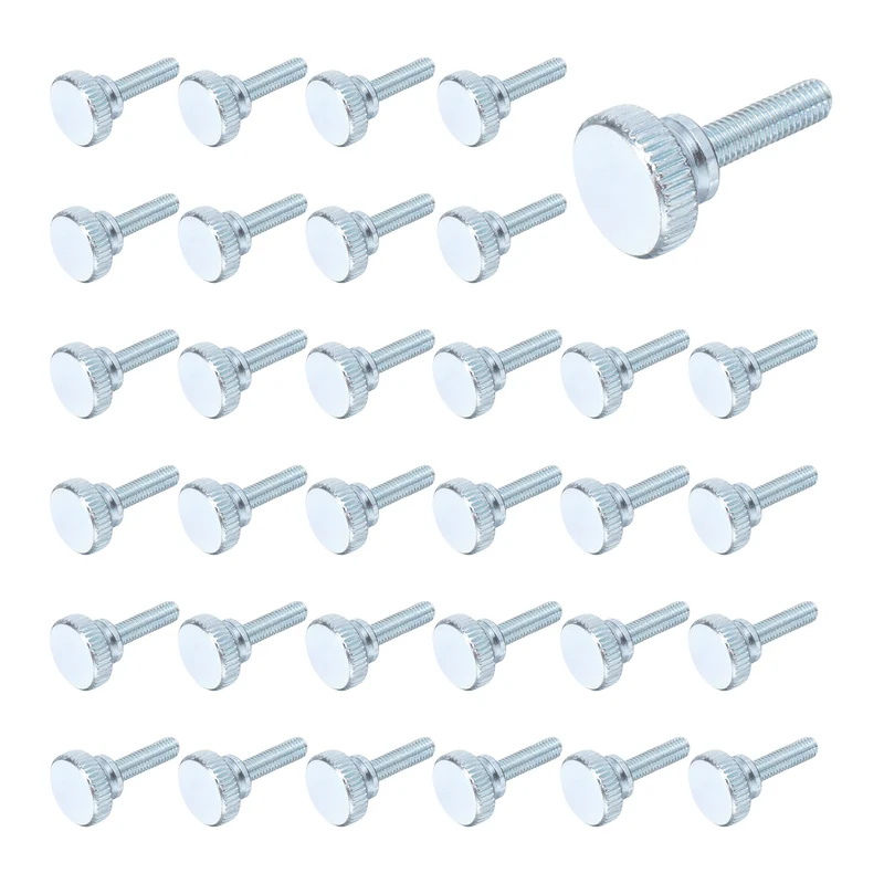 40 Pcs M5x18mm Zinc Plated Flat Knurled Fully Threaded Thumb Screws