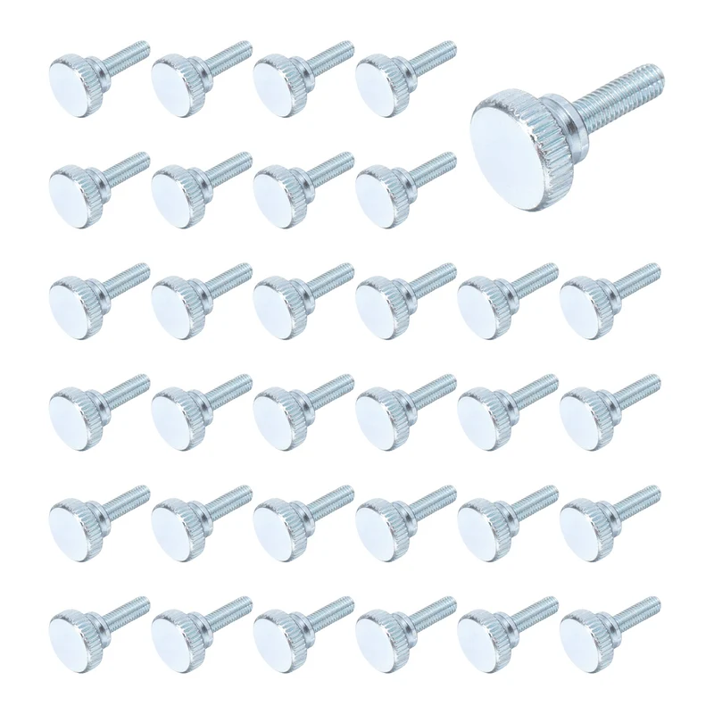 40 Pcs M5x16mm Zinc Plated Flat Knurled Fully Threaded Thumb Screws