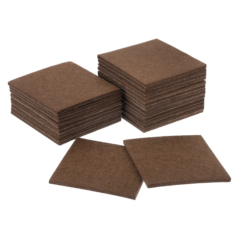 24Pcs Furniture Pads 4" Square Self Adhesive Felt Furniture Pads Brown
