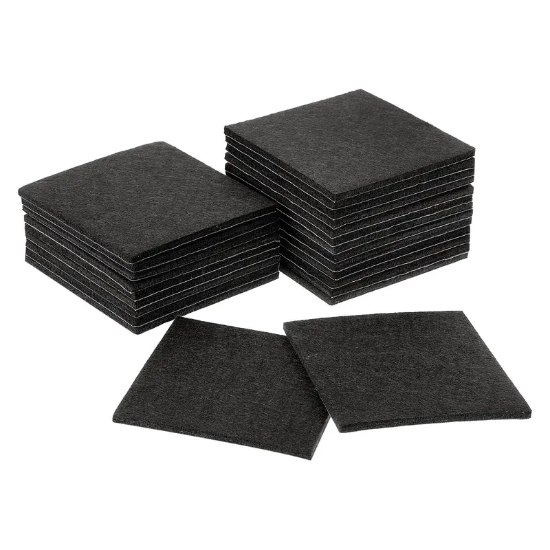 24Pcs Furniture Pads 4" Square Self Adhesive Felt Furniture Pads Black