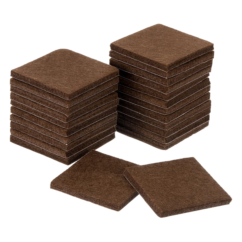 Furniture Pads, 24Pcs 2" Square Self Adhesive Felt Furniture Pads (Brown)