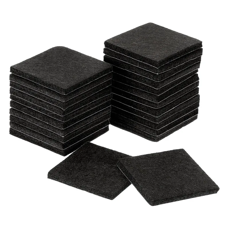 24Pcs Furniture Pads 2" Square Self Adhesive Felt Furniture Pads Black
