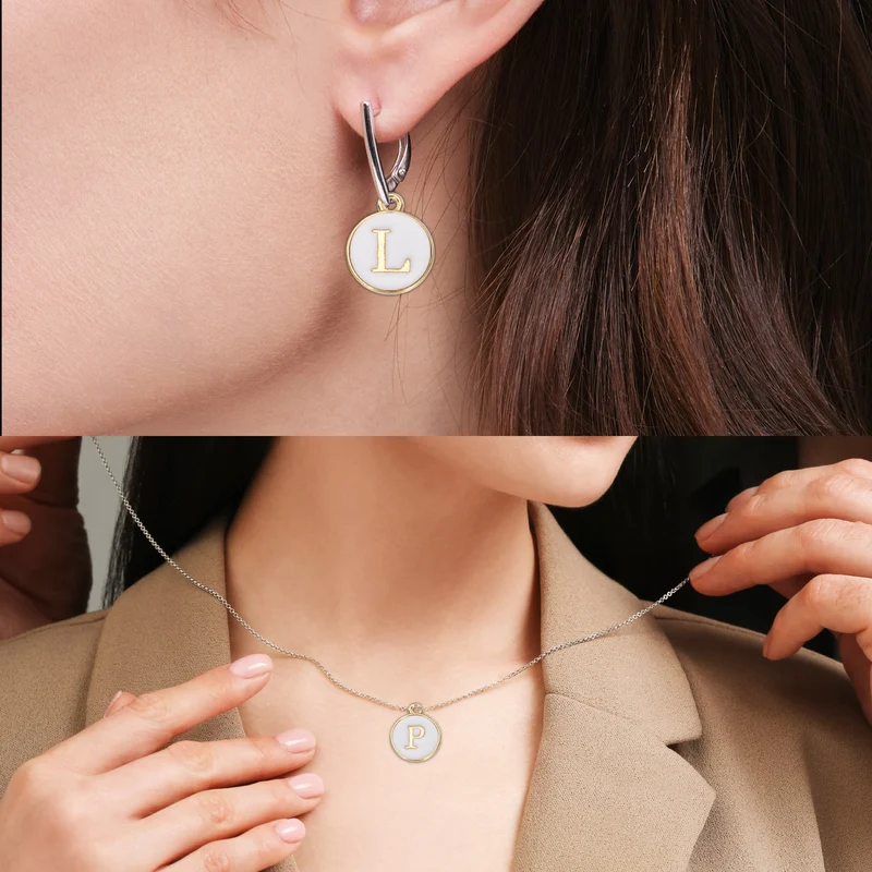 36pcs Letter Y Pendants Double Sided Charm Enamel Alphabet Pendant Gold & White