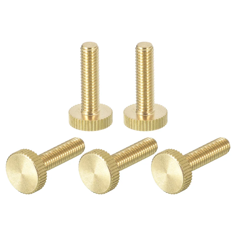 Knurled Thumb Screws, M6x25mm Flat Brass Bolts Grip Knobs Fasteners 5Pcs