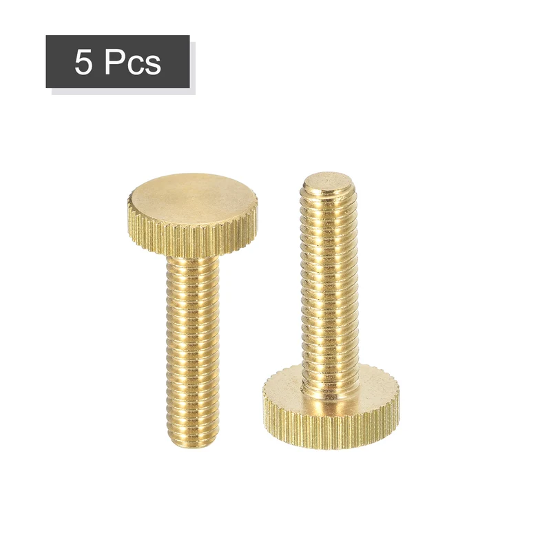 Knurled Thumb Screws, M6x25mm Flat Brass Bolts Grip Knobs Fasteners 5Pcs