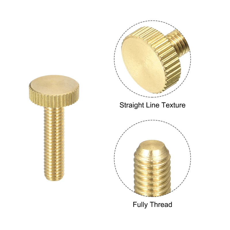 Knurled Thumb Screws, M6x25mm Flat Brass Bolts Grip Knobs Fasteners 5Pcs