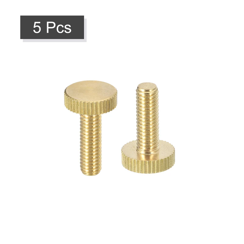 Knurled Thumb Screws, M6x20mm Flat Brass Bolts Grip Knobs Fasteners 5Pcs