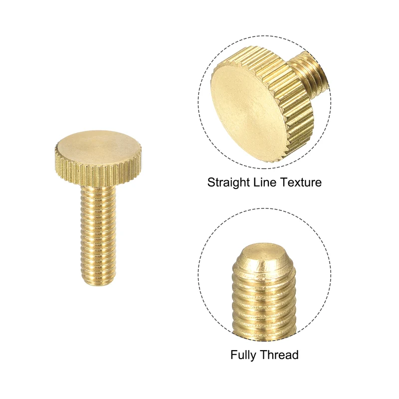 Knurled Thumb Screws, M6x20mm Flat Brass Bolts Grip Knobs Fasteners 5Pcs