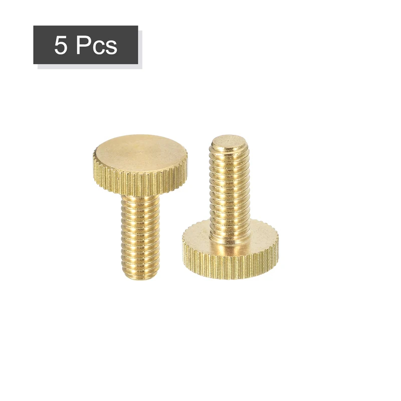 Knurled Thumb Screws, M6x16mm Flat Brass Bolts Grip Knobs Fasteners 5Pcs