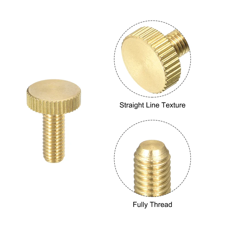 Knurled Thumb Screws, M6x16mm Flat Brass Bolts Grip Knobs Fasteners 5Pcs