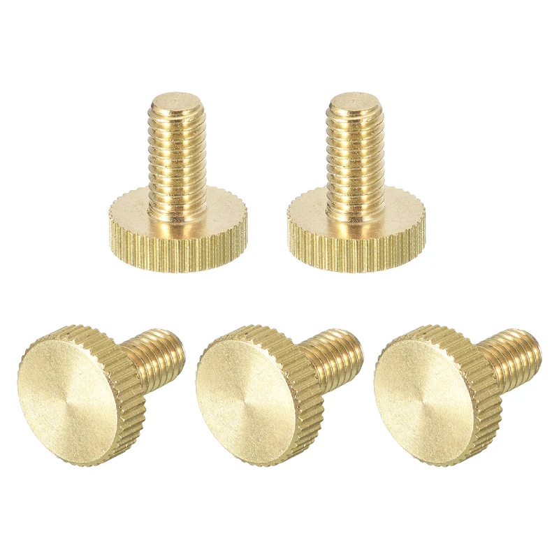 Knurled Thumb Screws, M6x12mm Flat Brass Bolts Grip Knobs Fasteners 5Pcs