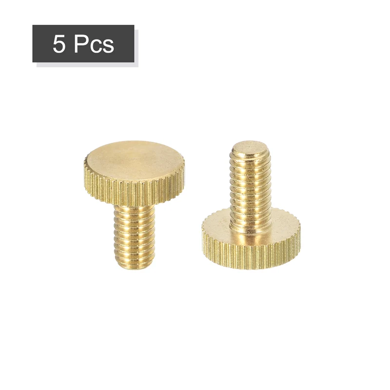Knurled Thumb Screws, M6x12mm Flat Brass Bolts Grip Knobs Fasteners 5Pcs