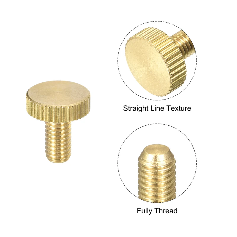 Knurled Thumb Screws, M6x12mm Flat Brass Bolts Grip Knobs Fasteners 5Pcs