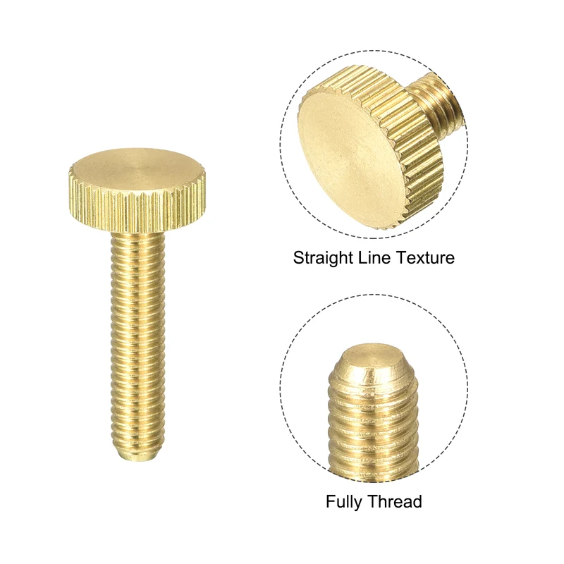 Knurled Thumb Screws, M5x25mm Flat Brass Bolts Grip Knobs Fasteners 5Pcs