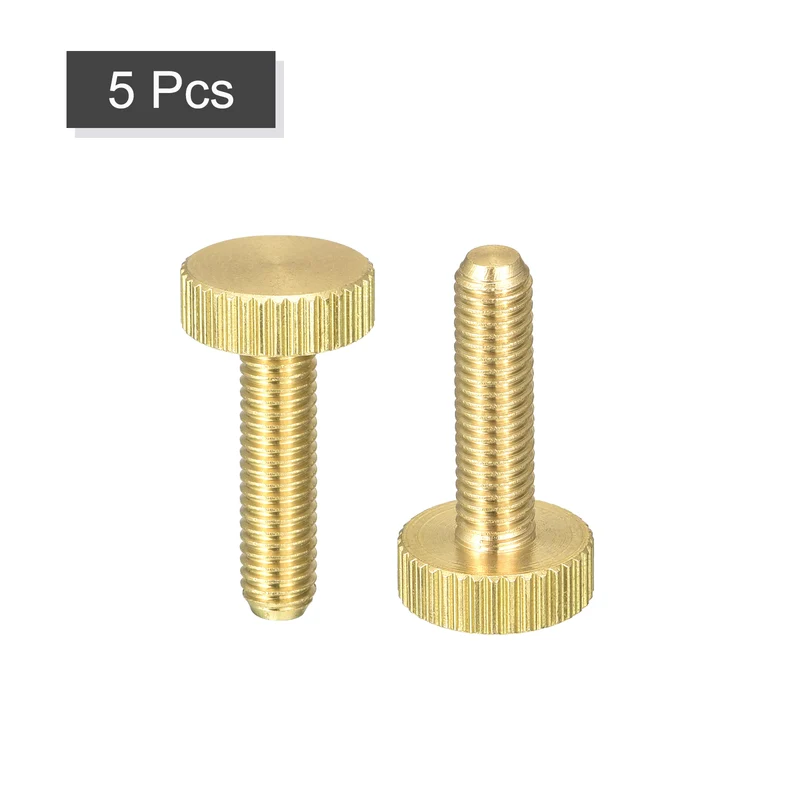 5Pcs Knurled Thumb Screws M5x20mm Flat Brass Bolts Grip Knobs Fasteners