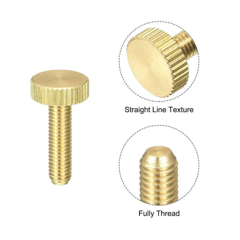 5Pcs Knurled Thumb Screws M5x20mm Flat Brass Bolts Grip Knobs Fasteners