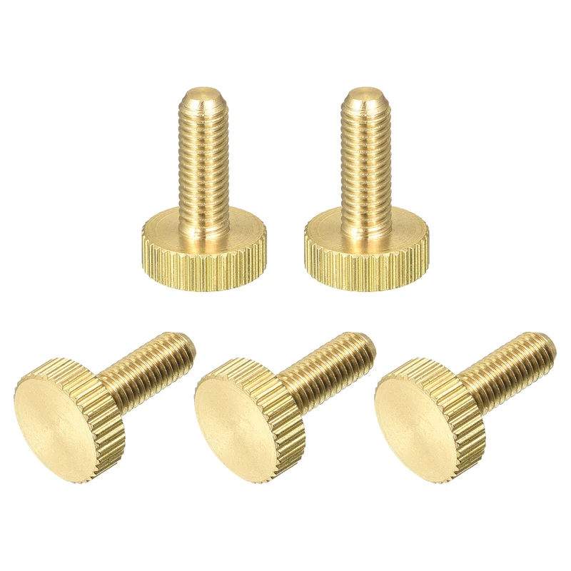 Knurled Thumb Screws, M5x14mm Flat Brass Bolts Grip Knobs Fasteners 5Pcs