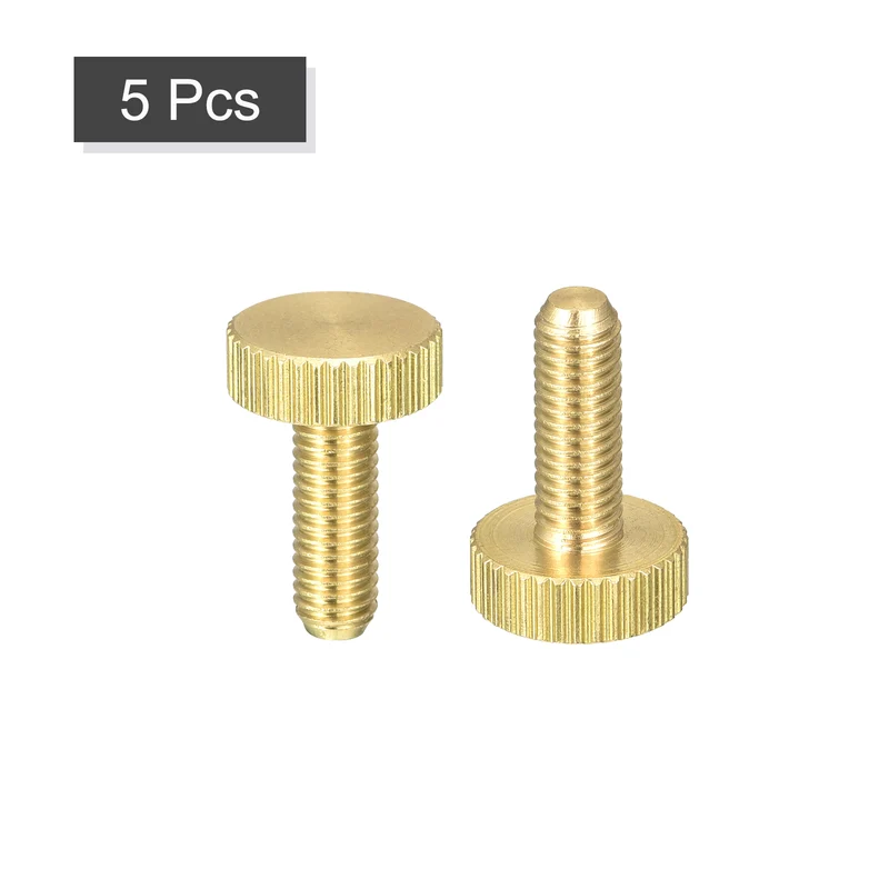 Knurled Thumb Screws, M5x14mm Flat Brass Bolts Grip Knobs Fasteners 5Pcs