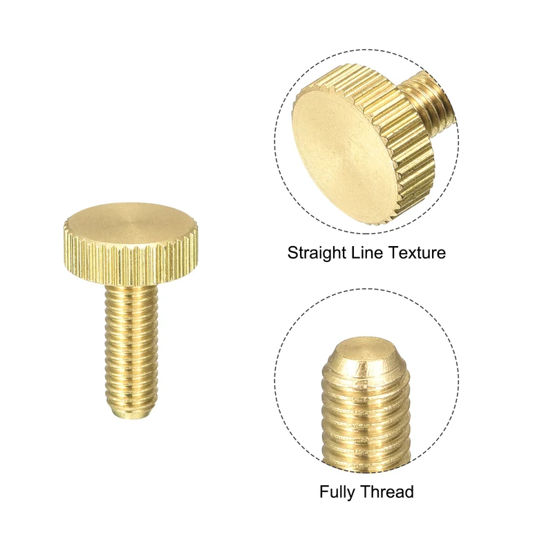 Knurled Thumb Screws, M5x14mm Flat Brass Bolts Grip Knobs Fasteners 5Pcs