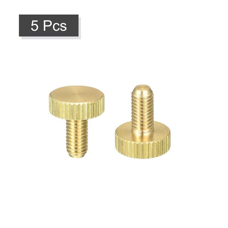 Knurled Thumb Screws, M5x10mm Flat Brass Bolts Grip Knobs Fasteners 5Pcs
