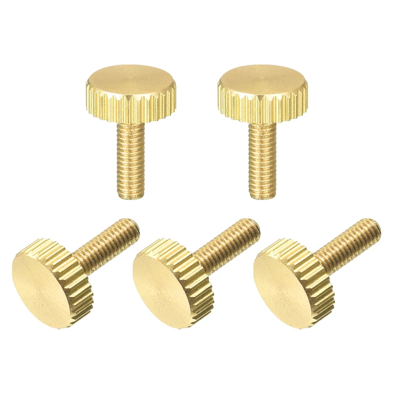 Knurled Thumb Screws, M3x12mm Flat Brass Bolts Grip Knobs Fasteners 5Pcs