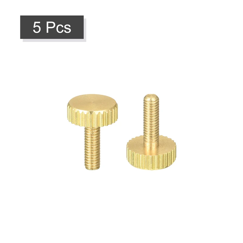 Knurled Thumb Screws, M3x12mm Flat Brass Bolts Grip Knobs Fasteners 5Pcs