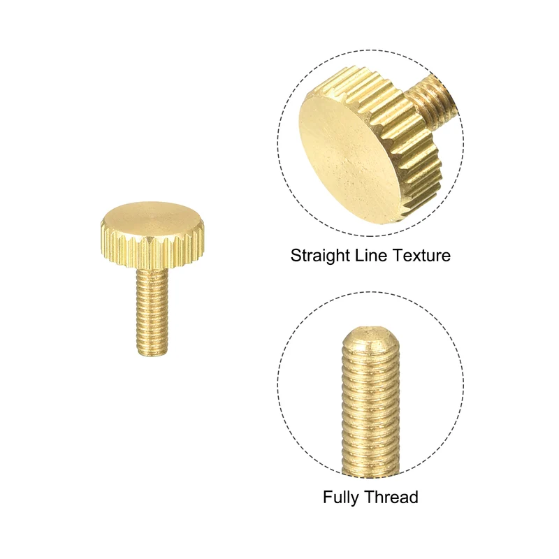 Knurled Thumb Screws, M3x12mm Flat Brass Bolts Grip Knobs Fasteners 5Pcs