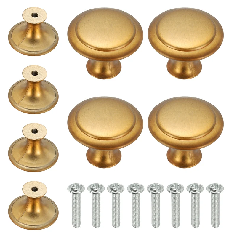 8Pcs Stainless Steel Knobs Single Hole Pull with Screw 27mm Yellow