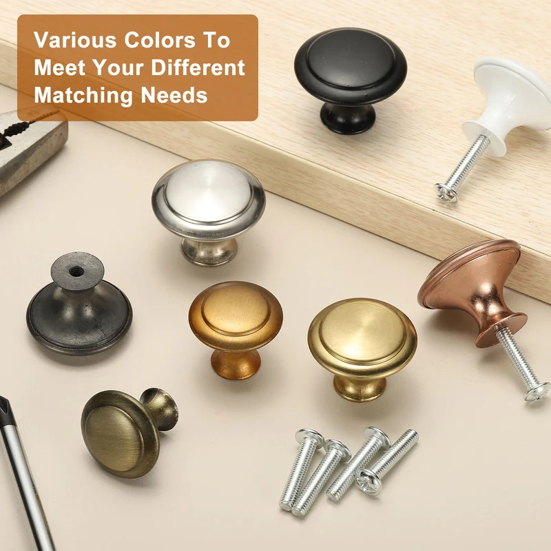 8Pcs Stainless Steel Knobs Single Hole Pull with Screw 27mm Yellow