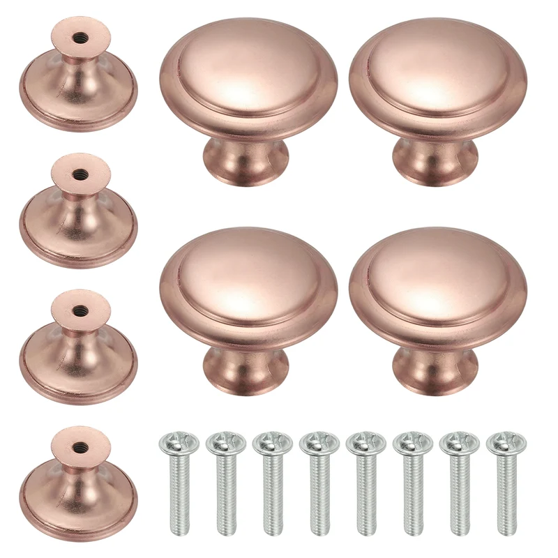 8Pcs Stainless Steel Knobs Single Hole Pull with Screw 27mm Red