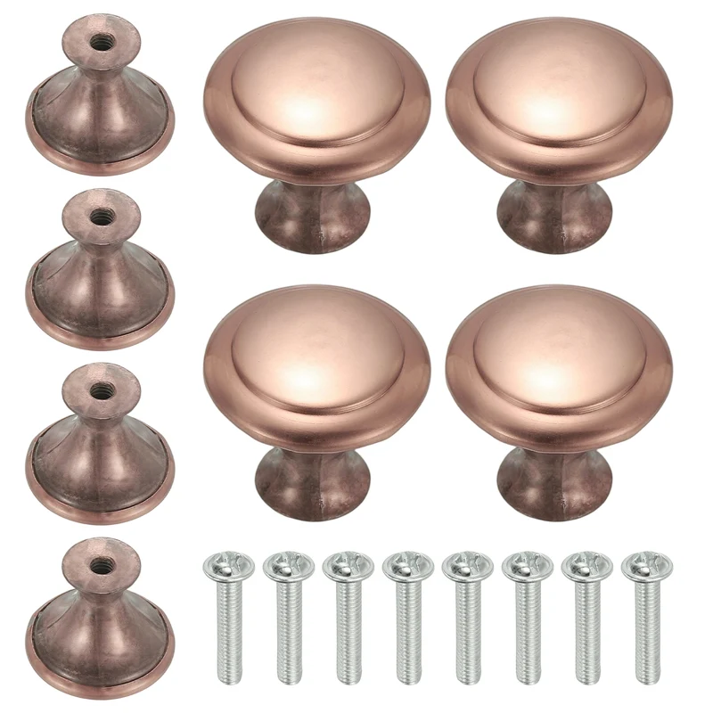 8Pcs Stainless Steel Knobs Single Hole Pull with Screw 23mm Red