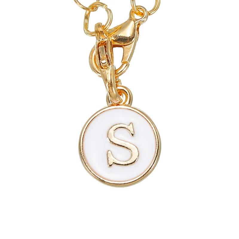 Letter Charm Accessories for Stanley Tumbler Cup Round Letter S White