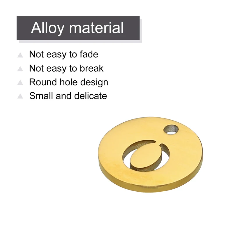 Alphabet Letter Charm Letter O 12mm(1/2") Round Capital Alphabet Charm Stainless Steel Gold Tone for Pendant, DIY Jewelry Making, Pack of 5