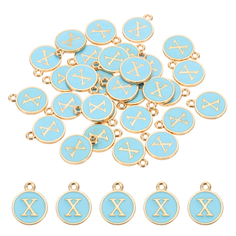 Letter Charm, 30 Pcs Capital Initial Alphabet X Letter Charm for Bracelet, Blue