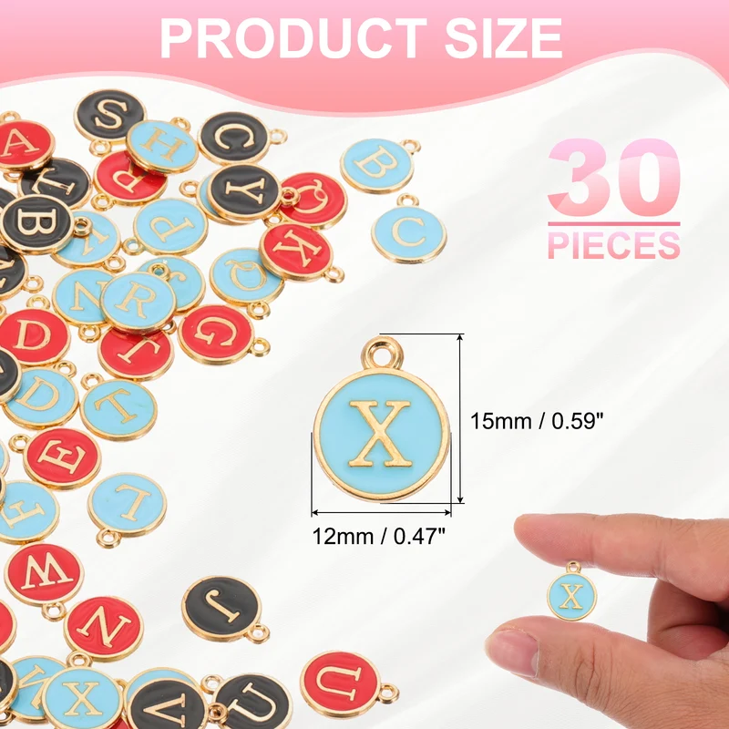 Letter Charm, 30 Pcs Capital Initial Alphabet X Letter Charm for Bracelet, Blue
