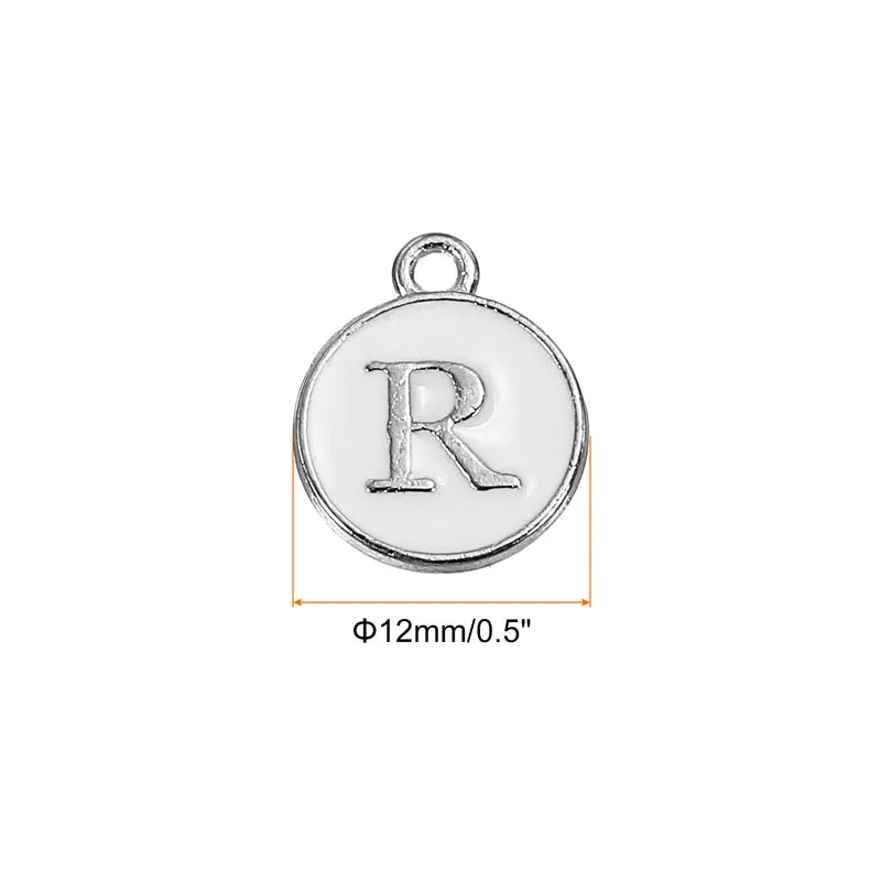 50 Pcs Alphabet R Enamel Letter Charm Enamel Initial Charm White