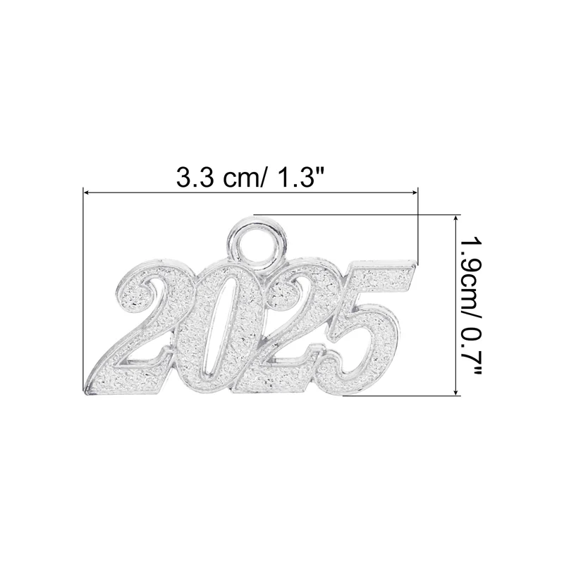2025 Graduation Tassel Charm, 30 Pcs Alloy 2025 Year Medium Letter Charm, Silver