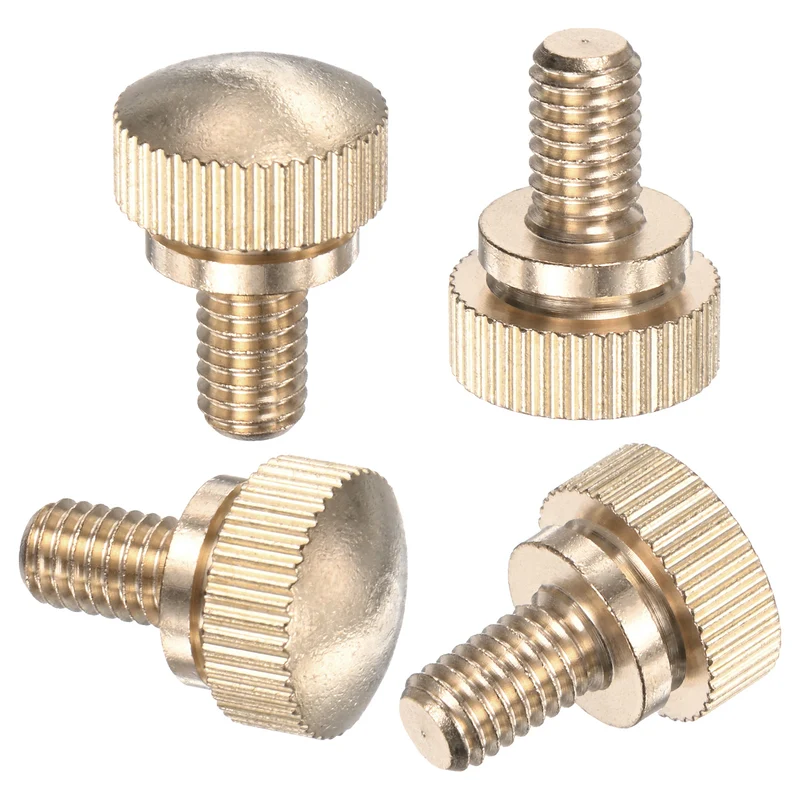 4-Pack Knurled Thumb Screws, M6x10mm Solid Brass Knobs Bolts