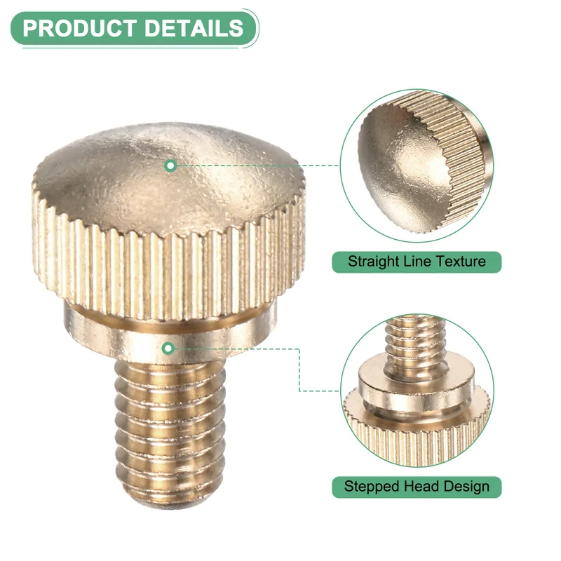 4-Pack Knurled Thumb Screws, M6x10mm Solid Brass Knobs Bolts