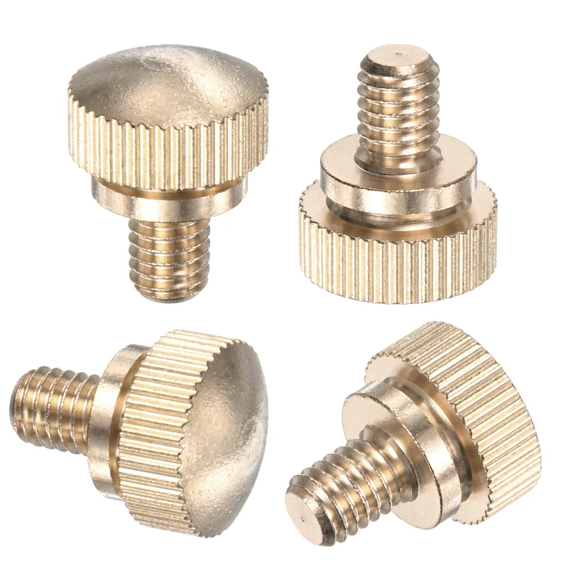 4-Pack Knurled Thumb Screws, M6x8mm Solid Brass Knobs Bolts